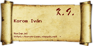 Korom Iván névjegykártya